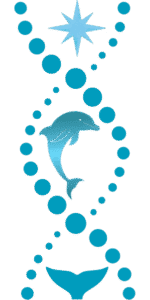 DNA strands with Dolphin, Whale Tail, Star